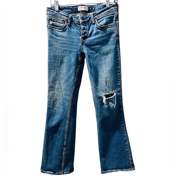 We The Free People Bootcut Distressed Blue Jeans Size 27 Medium Wash Casual Boho - Picture 1 of 6